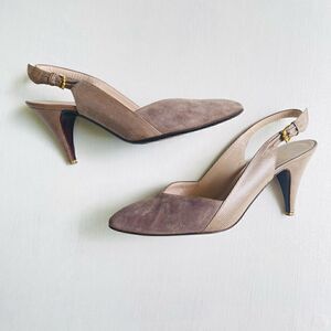 Vintage Bruno Magli Slingback Mushroom Color High Heel Dress Shoes Size 9AAA